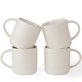 Famiware: conjunto de 4 tazas de café con acabado mate blanco, ideal para uso diario.