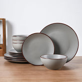 Famiware Venus plato principal mate gris, con motas, ideal para comidas diarias