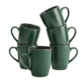 Tazas Venus de famiware, juego de 6, 14 oz, verde oscuro, para café.