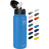 Botella Fanhaw 20 oz azul cielo vista frontal, diseño ergonómico para uso diario