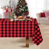 Mantel Fanqisi Navidad con cuadros negro rojo para fiestas elegantes