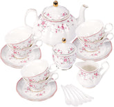 Fanquare teiera de porcelana rosa vintage, ideal para reuniones elegantes