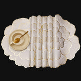 Manteles FAVE dorados redondos 15x15, duraderos y fáciles de limpiar, ideal para la mesa