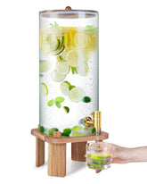 FavorFlavor dispensador de bebidas de cristal, tres galones, ideal para fiestas al aire libre.