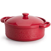 FE FUN ELEMENTS cazuela con tapa y relieve de encaje, ideal para servir.