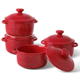 FE FUN ELEMENTS mini cocotte con tapas rojas para porciones individuales.