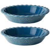 FE Fun Elements molde pie cerámico 9 pulgadas azul con encaje para hornear