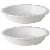 FE FUN ELEMENTS Molde para tarta cerámica 9 pulgadas con encaje relieve para hornear uniforme.