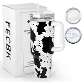 FECBK 40 onzas tumbler con manija para un agarre cómodo en viajes.