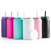 Vasos FECBK de acero inoxidable 16 oz con tapas y pajitas para bebidas frías.