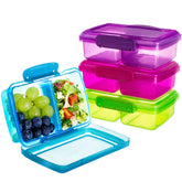 FEIOOD contenedores para meriendas con dos compartimentos en rosa, ideales para porciones equilibradas.