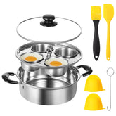 FELISTORY olla escalfador de huevos con cuatro cuencos, desayunos rápidos