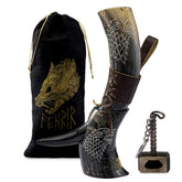 Fenrir cuerno vikingo 16oz con soporte para disfrutar cerveza