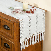 FEXIA camino de mesa bohemio crema, 60 pulgadas para comedor con estilo rústico
