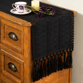 Camino de mesa FEXIA con macramé 72 pulgadas para comedor bohemio.