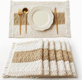 Manteles FEXIA Boho con macramé y flecos para un toque artesanal.