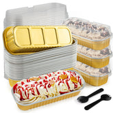FFNIU moldes mini-pan dorados con tapas, listos para hornear y porciones.