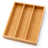Fibogollo organizador-cubiertos-bambu-natural facilita un cajón ordenado y elegante.