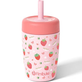 Vaso Fimibuke para niños con derrame y tapa giratoria, ideal para casa o guardería.