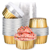 Findful copa mini de aluminio con tapas para hornear y servir porciones