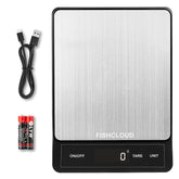 Balanza Fishcloud con pantalla grande para lectura rápida de ingredientes.