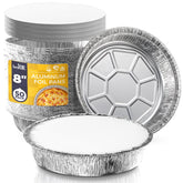 Fit Meal Prep: bandeja de aluminio 8 pulgadas con tapa de cartón para mantener la frescura.