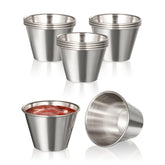 Recipientes para salsa Fit Meal Prep en acero inoxidable, aptos para salsas frías o calientes.
