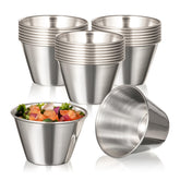 Fit Meal Prep tazas salsa 4oz en acero inoxidable para salsas frías o calientes, duraderas.