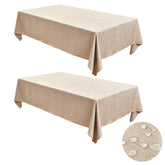 Mantel Fitable de lino sintético, rectangular beige, protege la mesa y facilita limpieza.