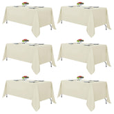 Mantel marfil Fitable para mesa rectangular de 70x120 pulgadas, ideal para banquetes.