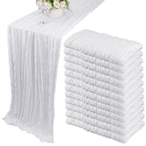 Camino de mesa gasa blanco 10ft de Fivenl, añade elegancia a bodas