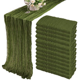 Mantel gasa verde Fivenl, vista frontal, ideal para decorar bodas.