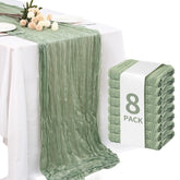 Fixwal camino de mesa de gasa verde salvia plisado suave para eventos elegantes.
