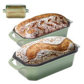 Flavehc pan de hierro forjado con tapa 9x5, tapa frontal para hornear pan uniforme.