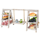 Flenpptly torre de cupcakes de madera de tres niveles para exhibir postres, ideal para fiestas
