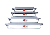 FlexiTuff Glass: bandeja rectangular de 1 qt con tapa PP, apta para hornear y almacenar.