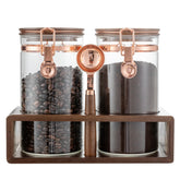 Flmeyaza jarras de café con vidrio claro y capacidad de 45 onzas para conservar granos y aromas.