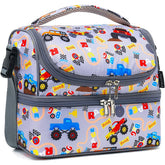 FlowFly bolsa doble nivel con diseño de camión, ideal para llevar almuerzos aislados.