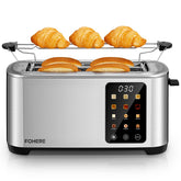 FOHERE Tostadora cuatro-rodajas con pantalla táctil, desayuno rápido y control intuitivo.
