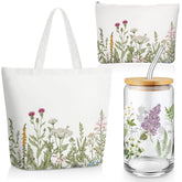 FoldTier taza de vidrio para plantas 16 onzas con pajilla y tapa de bambú, ideal para bebidas.