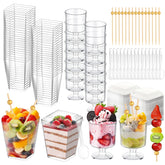 Fracurs vasitos postre cristal con tapas, ideal para realzar colores en la mesa.