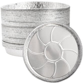 Frcctre sarten-redonda-aluminio-desechable, ideal para hornear pizza en fiestas y eventos.