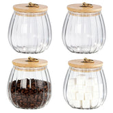 Frcctre frasco de vidrio pétalos con tapa de bambú, ideal para almacenar té y galletas.