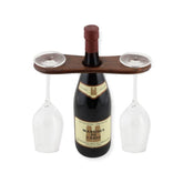 Frescorr: soporte para botella y copas en madera Dalbergia Sissoo, ideal para presentación elegante.