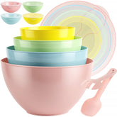 Freshmage conjunto-tazones-grandes-coloridos con tapas para almacenamiento seguro de sobras.