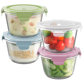Freshmage contenedores vidrio 2 tazas con tapas herméticas para sobras seguras y frescas.