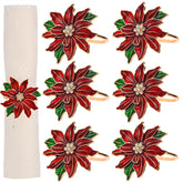 Fsmiling servilletero poinsettia set de 6 para decorar la mesa festiva
