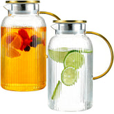 Ftystall Jarra de vidrio con tapa doble para filtrado eficiente.