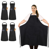 Delantal grande FunChaos negro de frente, cobertura total para cocinar.
