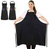 Delantal FunChaos Plus Size negro, frente, protección ideal para cocina y parrilla.